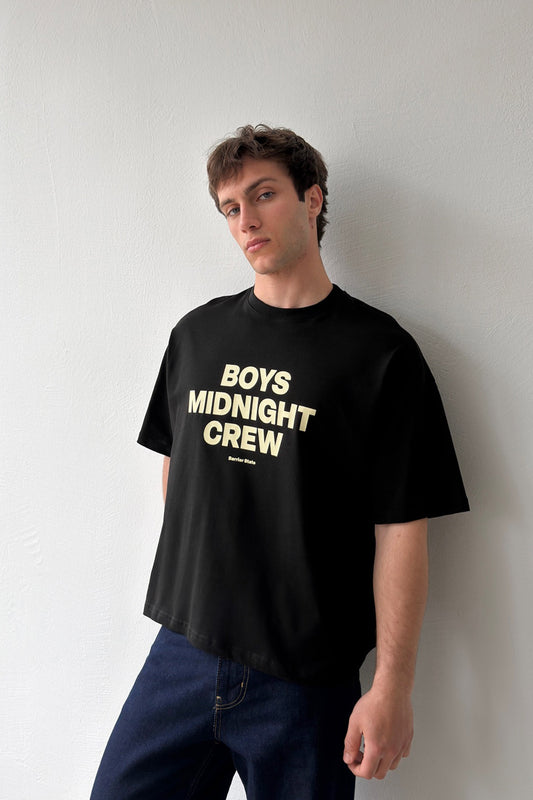 Boys Midnight Crew Printed Crop T-Shirt