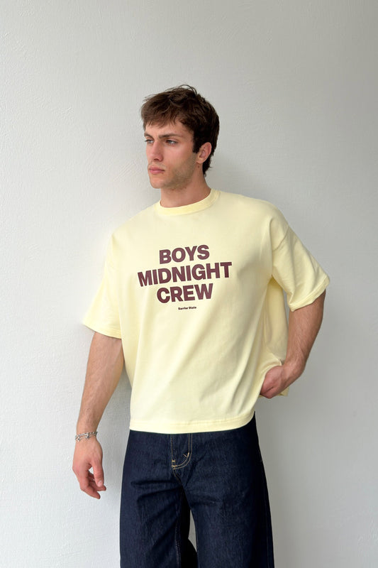 Boys Midnight Crew Printed Crop T-Shirt