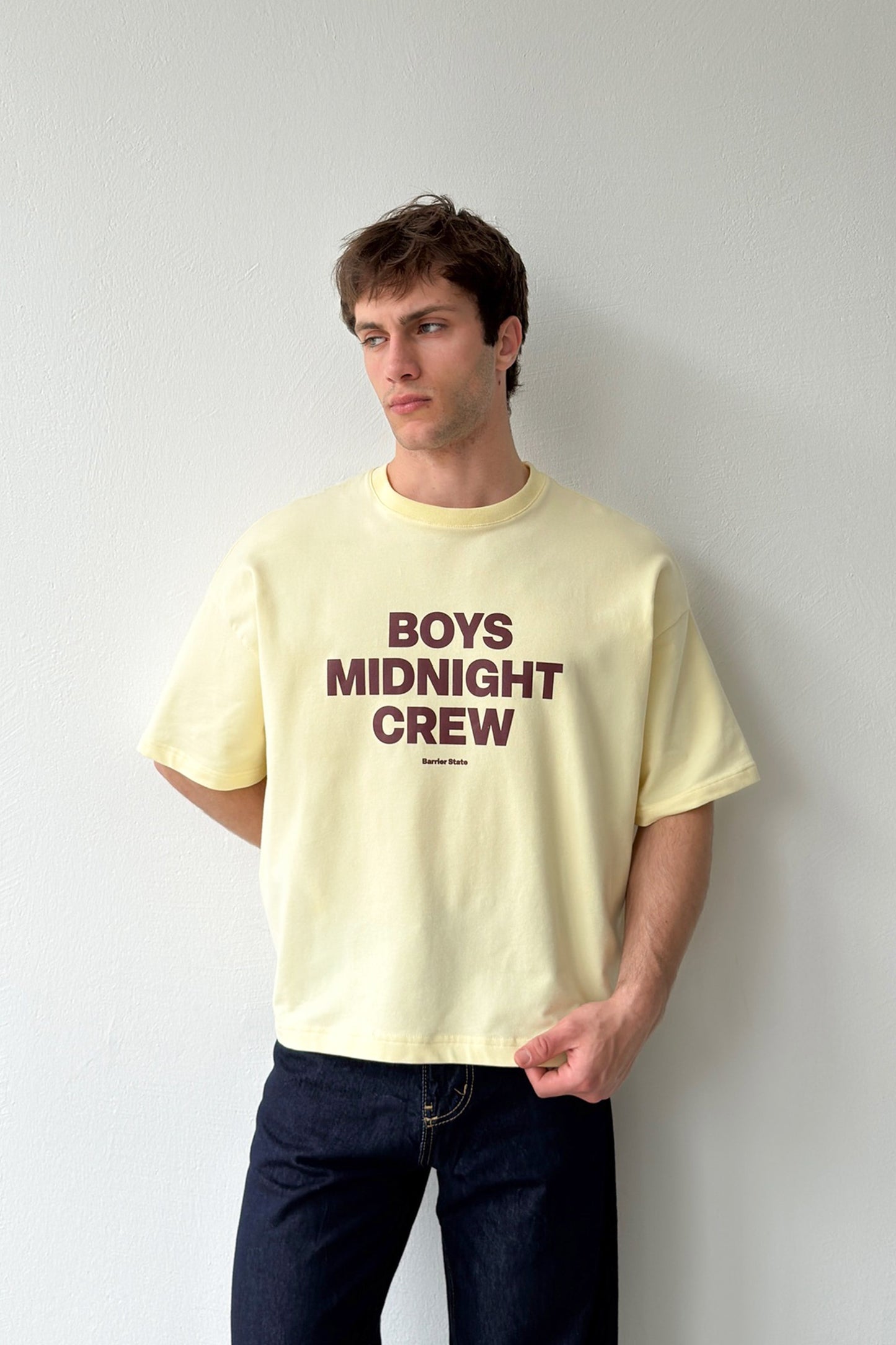 Boys Midnight Crew Printed Crop T-Shirt