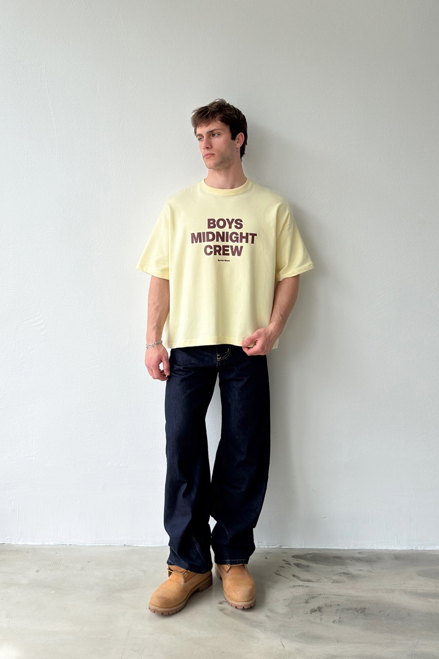 Boys Midnight Crew Printed Crop T-Shirt