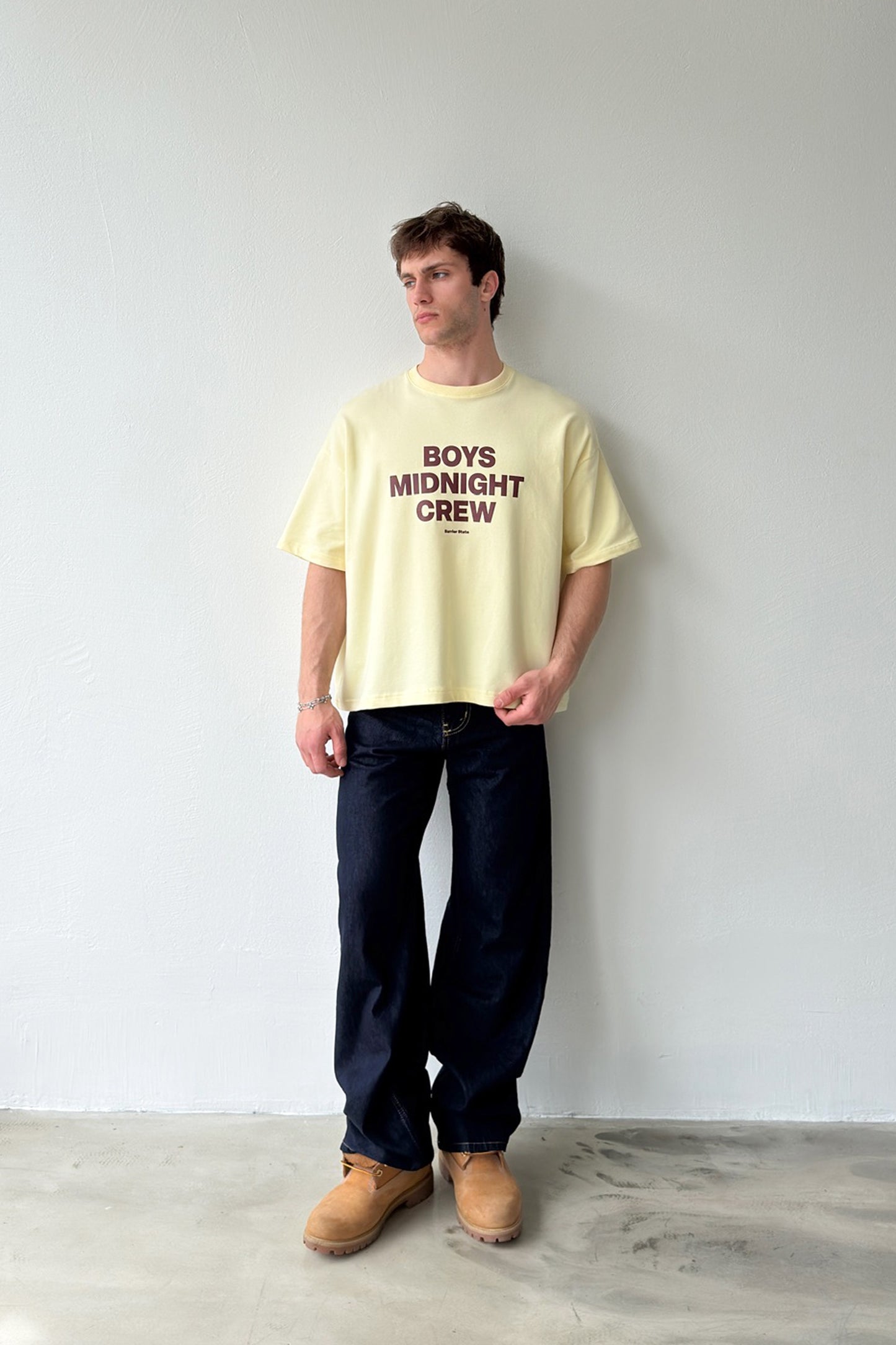 Boys Midnight Crew Printed Crop T-Shirt