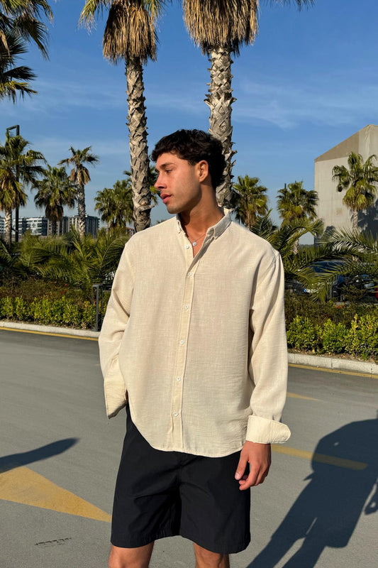 Chill Cozy Relax Fit Shirt Beige