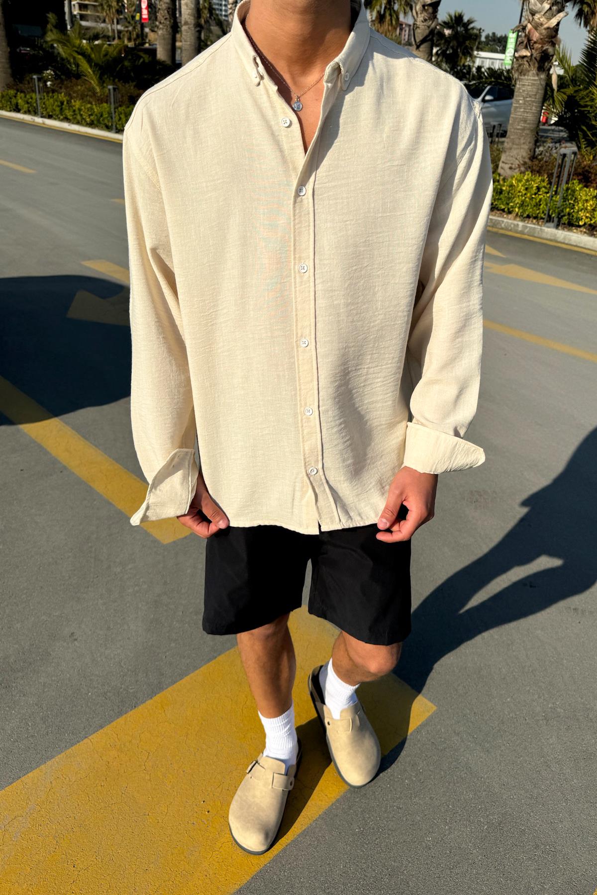 Chill Cozy Relax Fit Shirt Beige