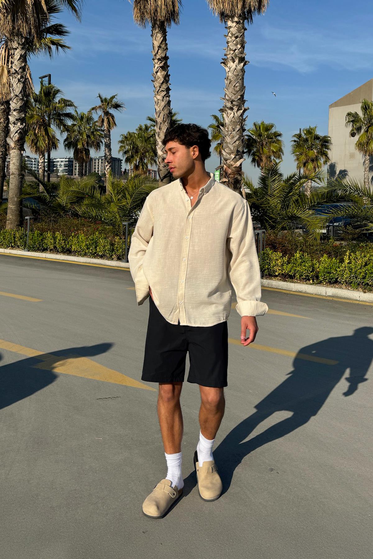 Chill Cozy Relax Fit Shirt Beige