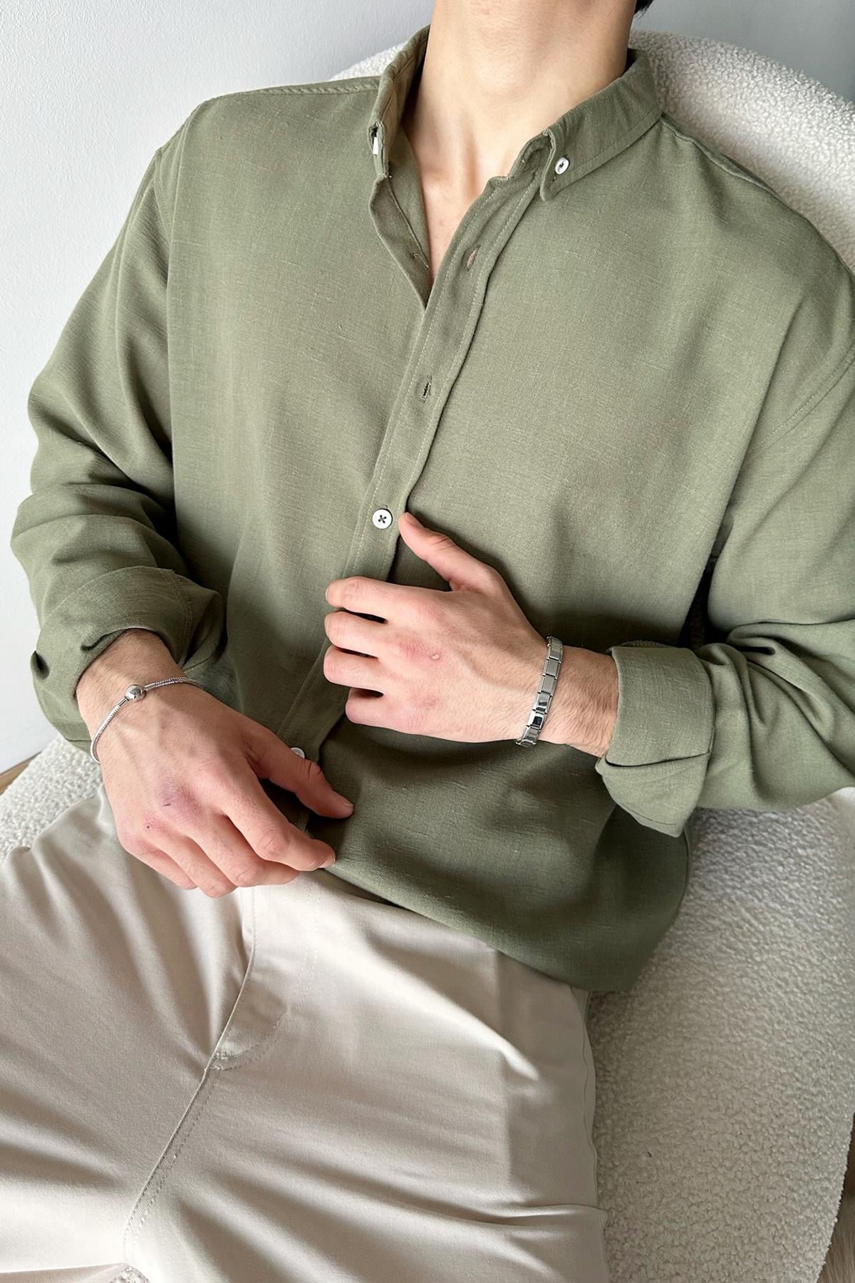 Chill Cozy Relax Fit Khaki Shirt