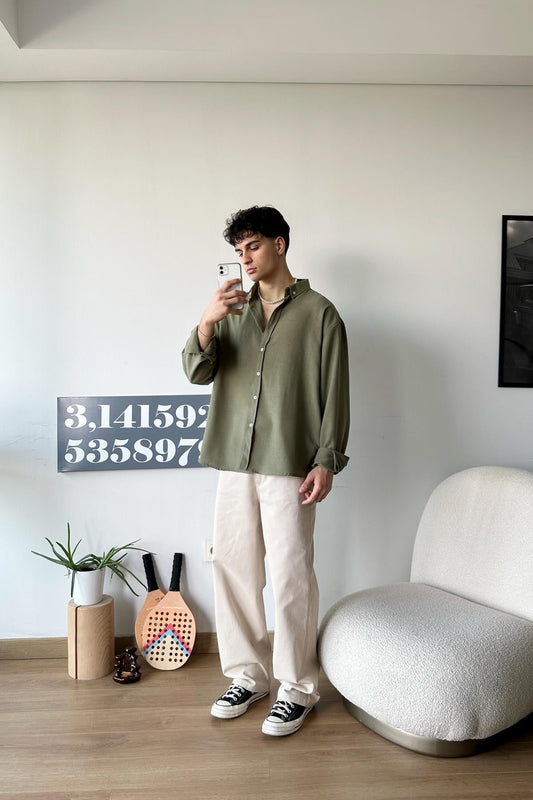 Chill Cozy Relax Fit Khaki Shirt
