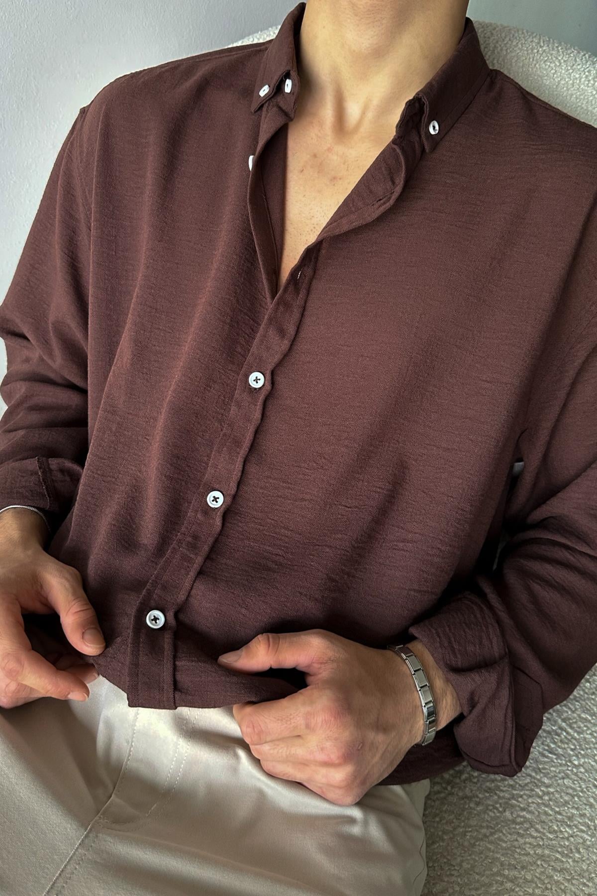 Chill Cozy Relax Fit Shirt Brown