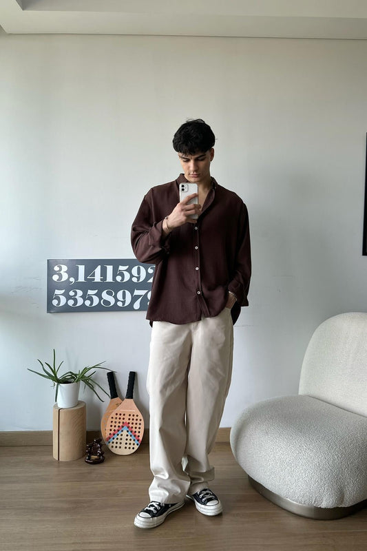 Chill Cozy Relax Fit Shirt Brown