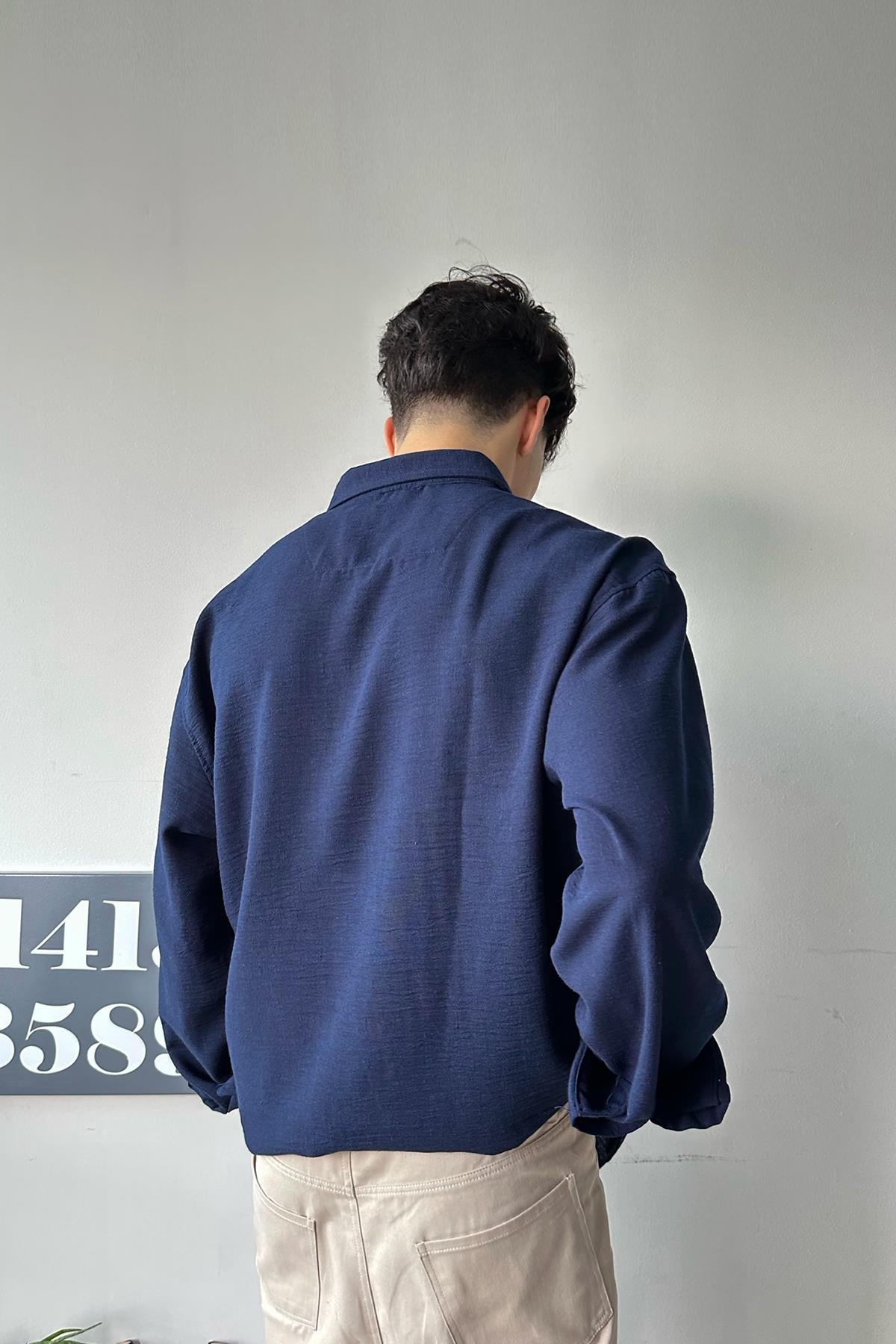 Chill Cozy Relax Fit Shirt Navy Blue
