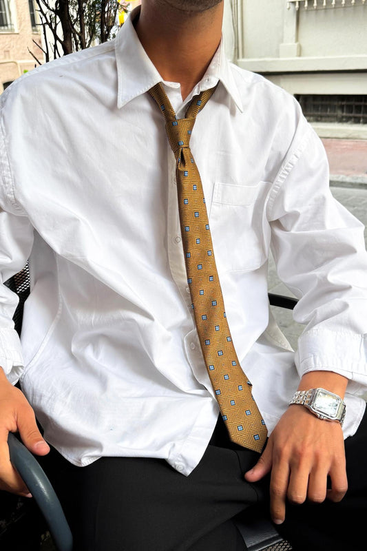 Floral Patterned Tie, Camel
