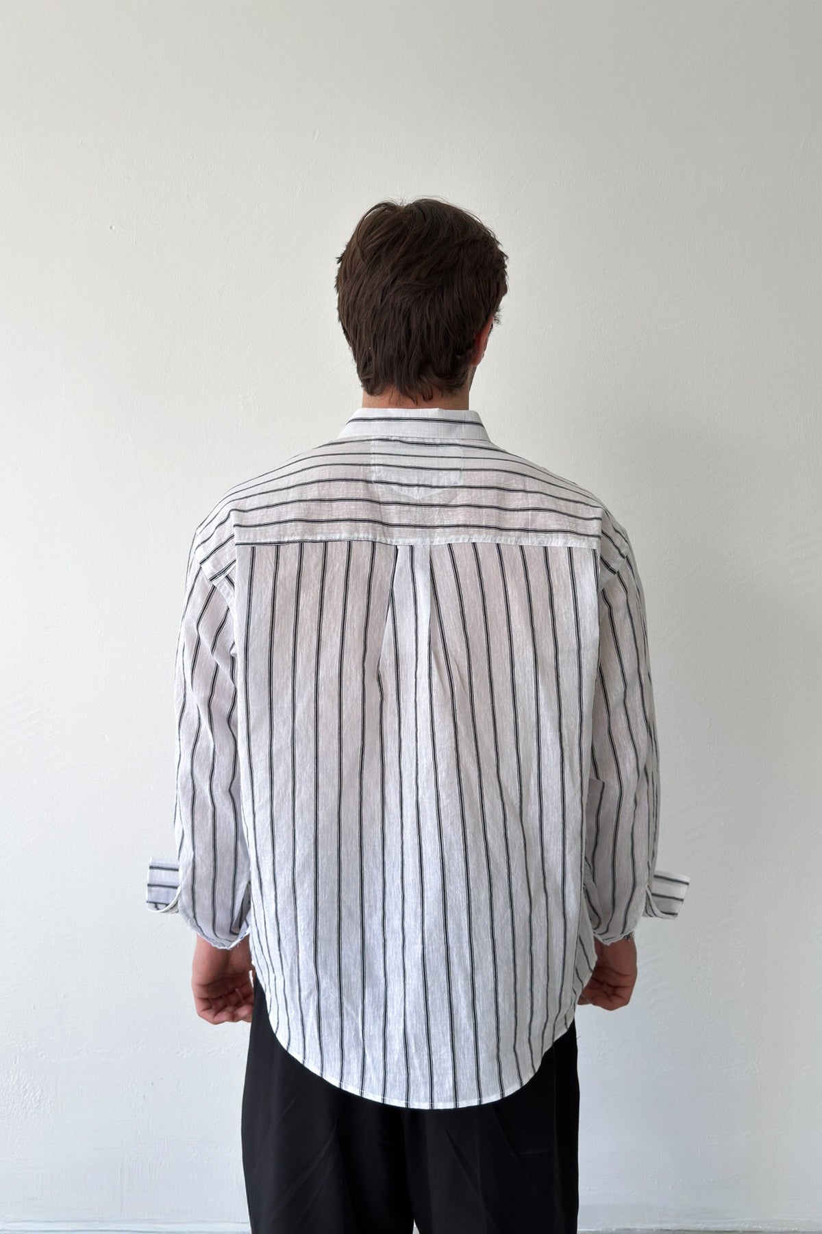 Double-Striped White Linen Shirt