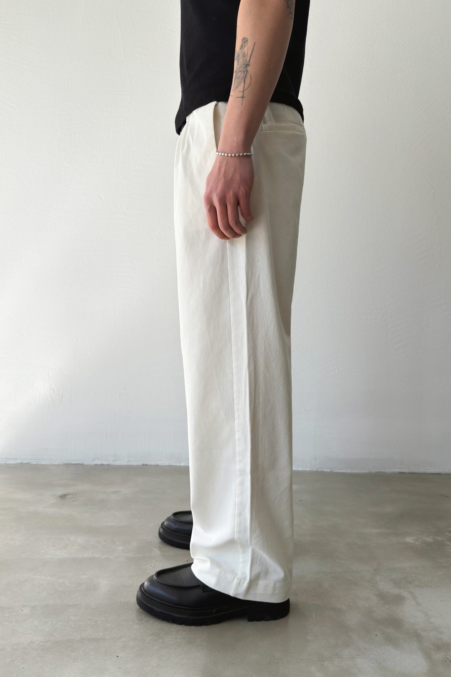 Double Pleated Gabardine Boyfriend Pants