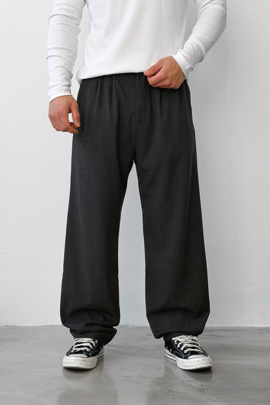 Double Pleated Fabric Trousers