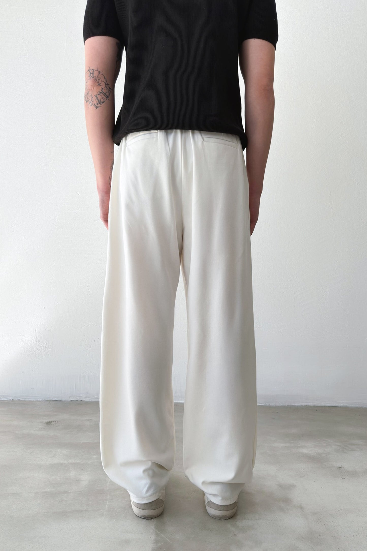 Double Pleated Fabric Trousers, Ecru