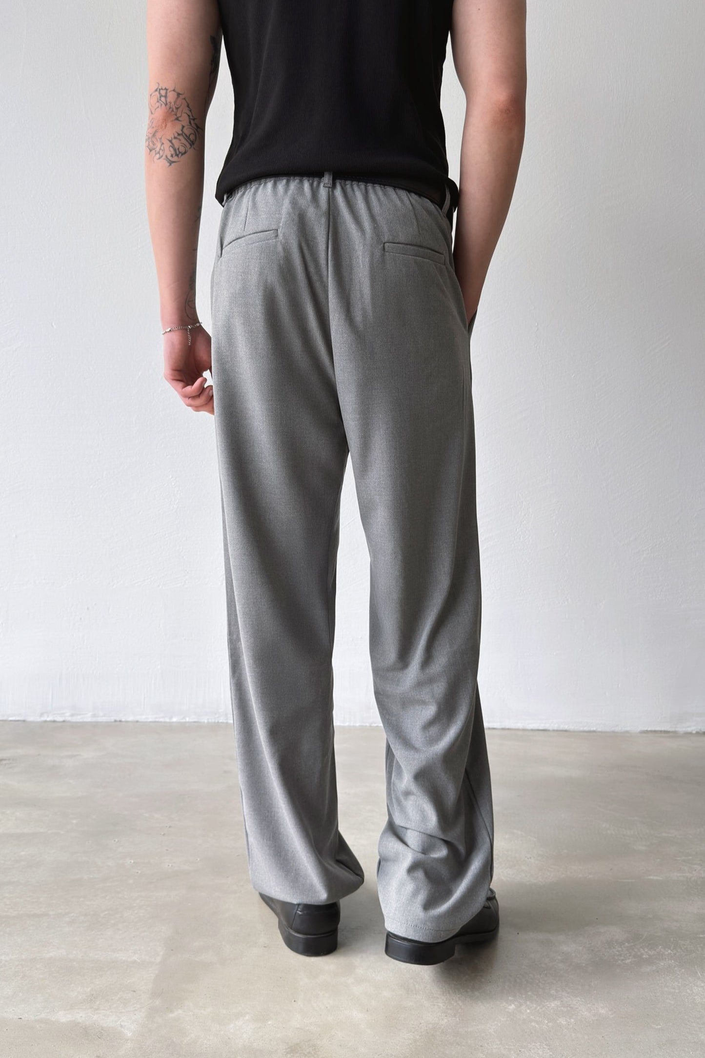 Double Pleated Fabric Trousers Grey