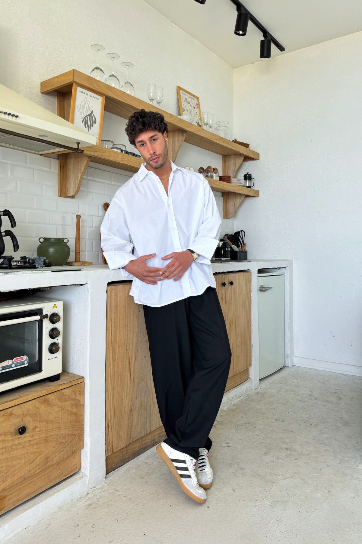 Double Pleated Fabric Trousers Black