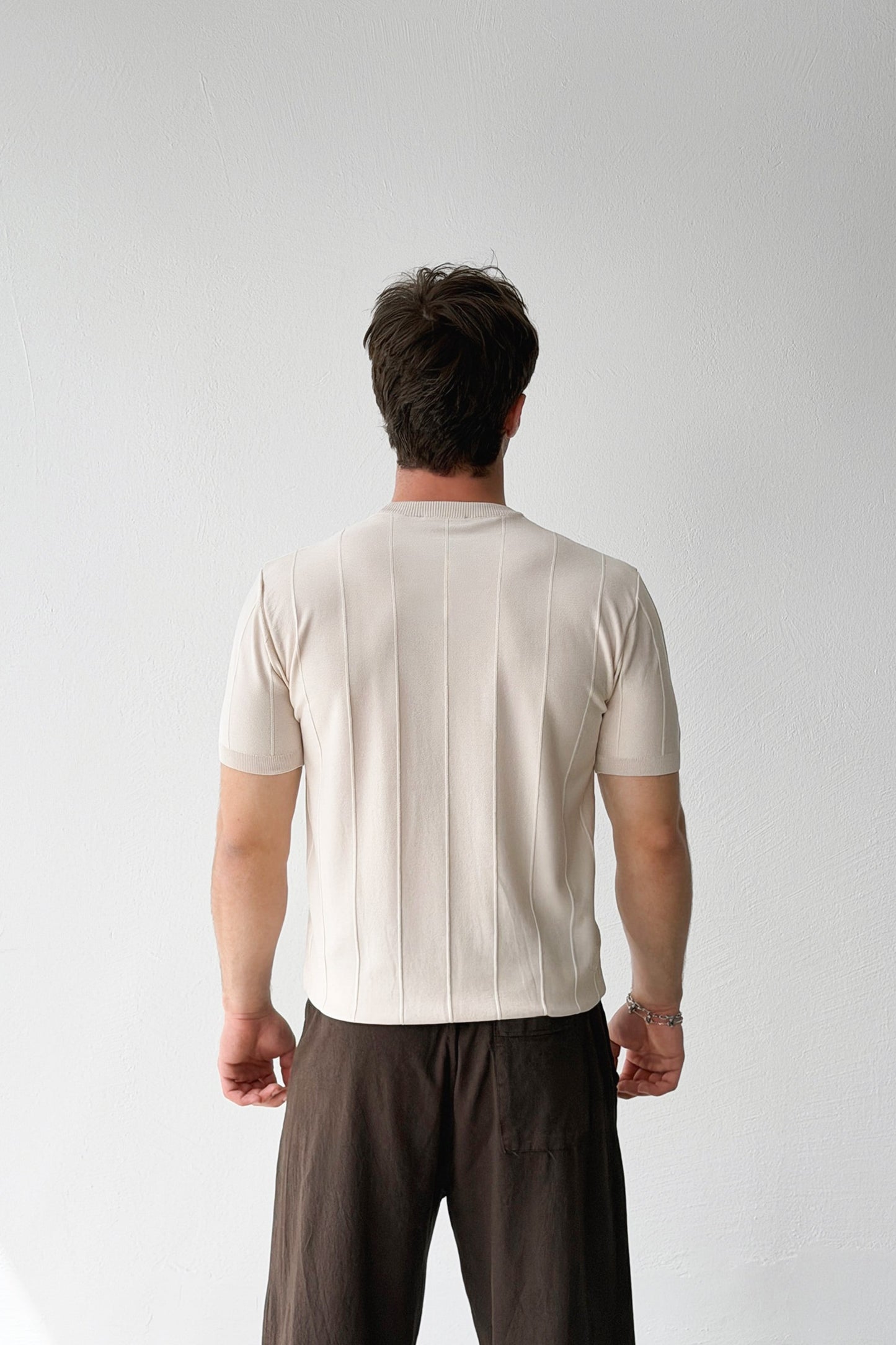 Striped Light Brown Knit T-shirt