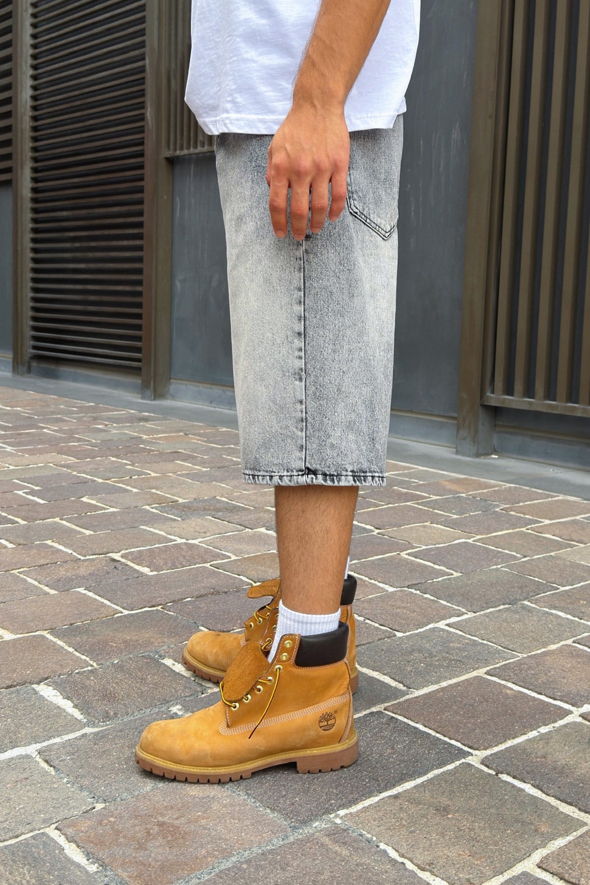 Striped Detail Denim Shorts