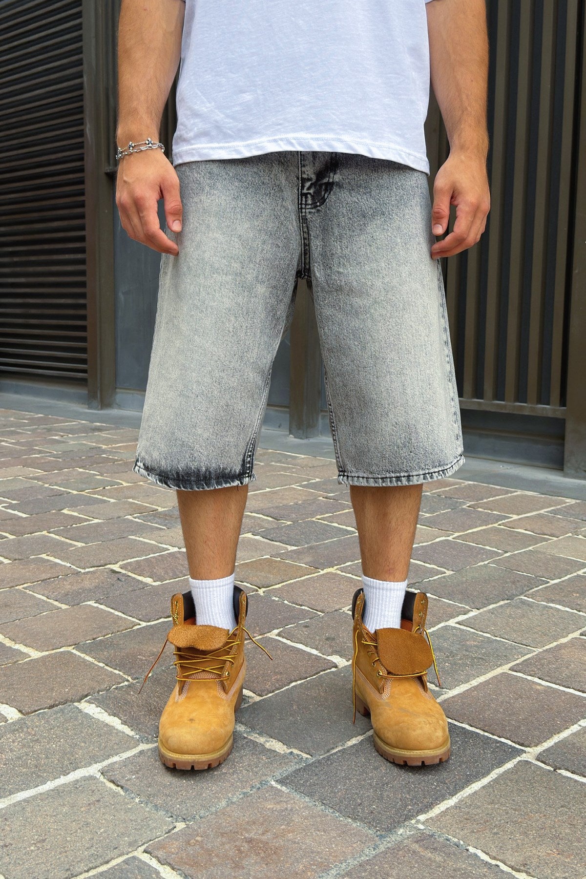 Striped Detail Denim Shorts