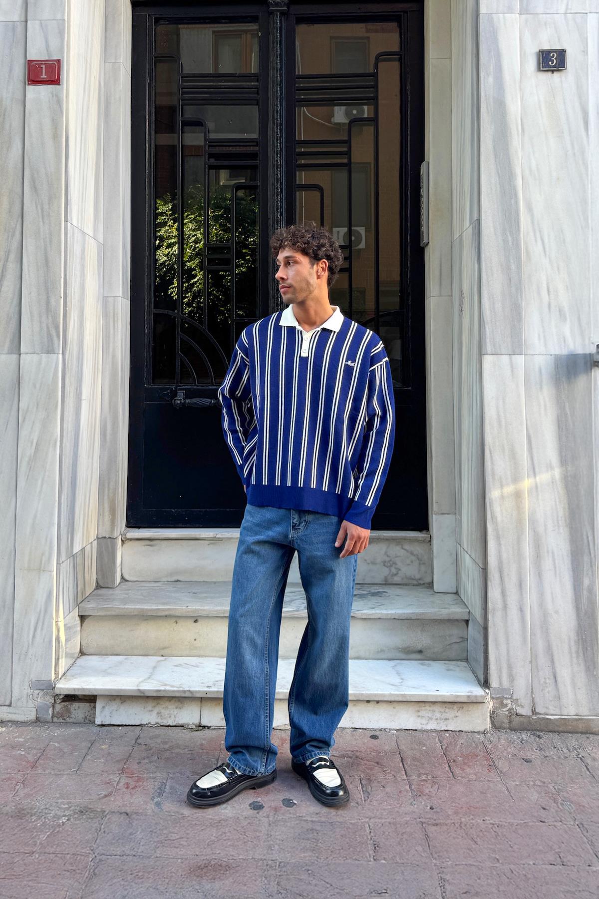 Striped Baggy Fit Blue