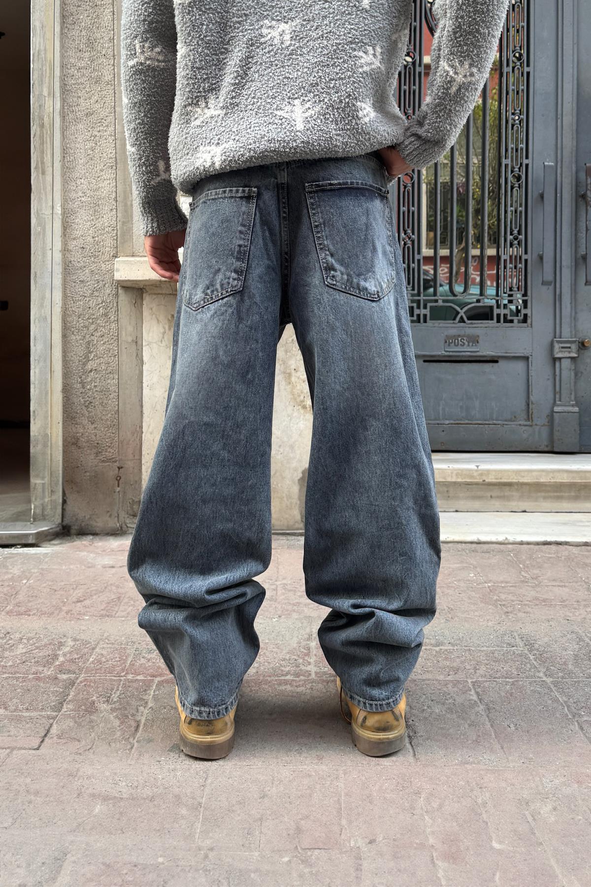 Striped Baggy Jeans Indigo