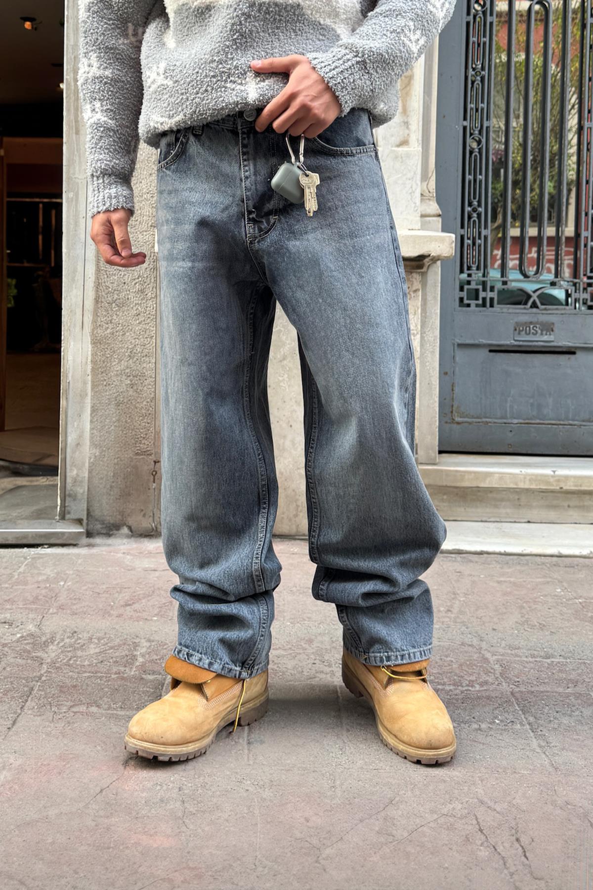Striped Baggy Jeans Indigo