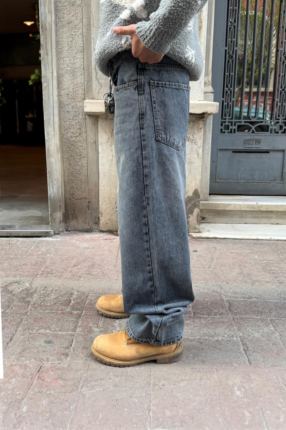 Striped Baggy Jeans Indigo