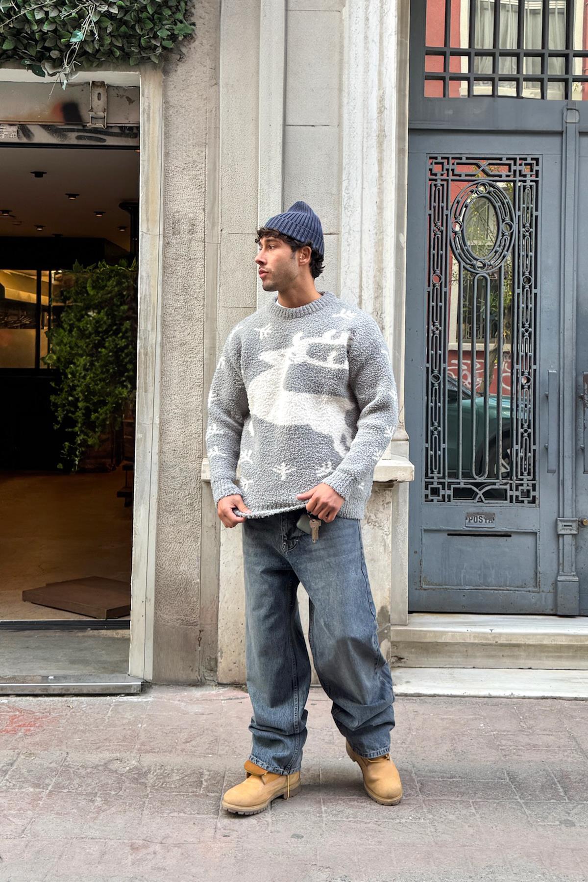 Striped Baggy Jeans Indigo
