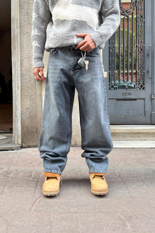 Striped Baggy Jeans Indigo