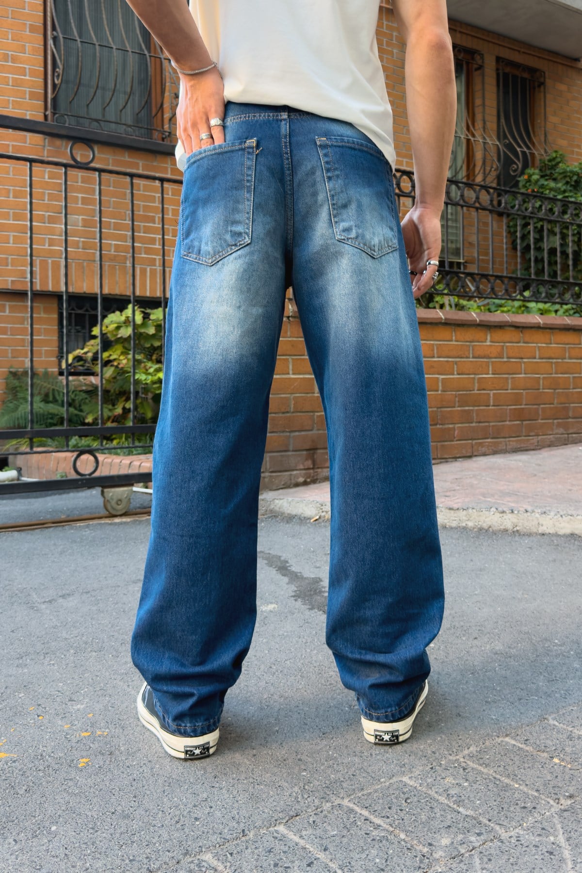 Washed Blue Regular Pants