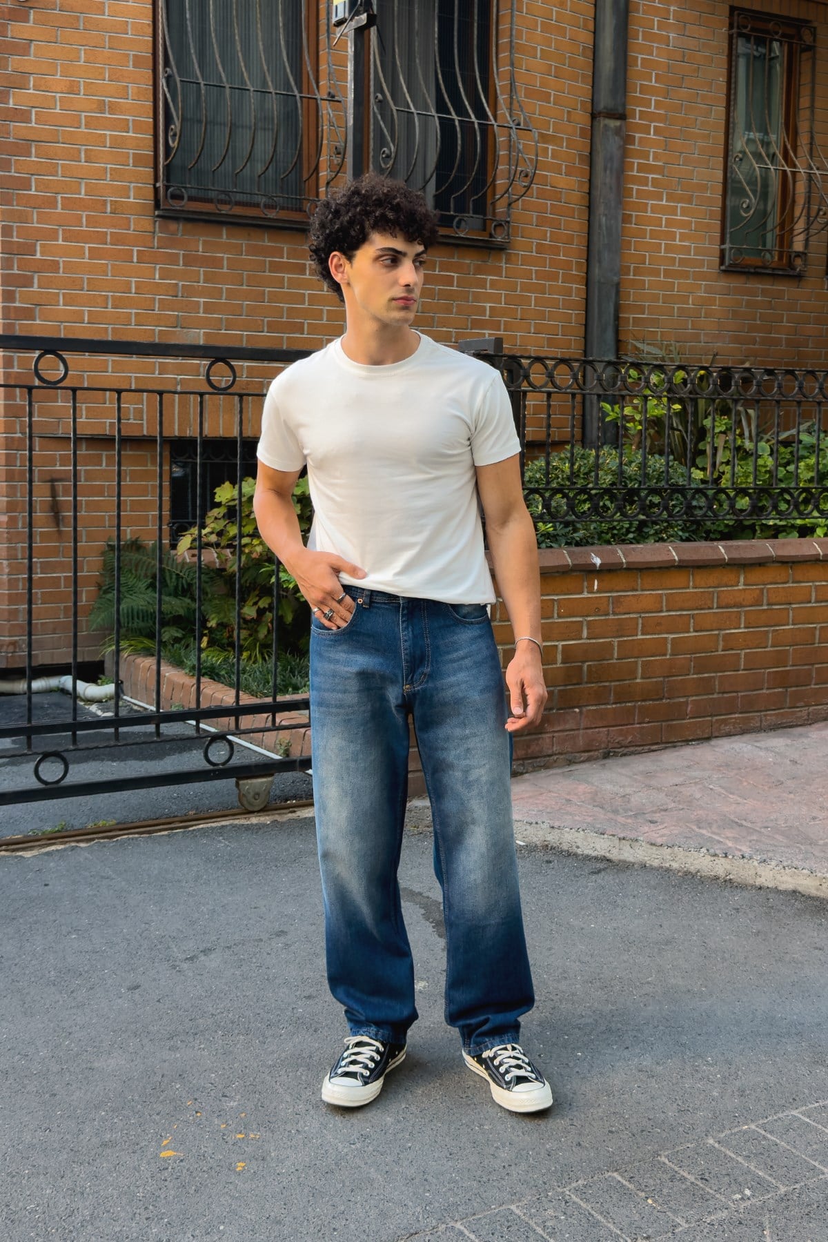 Washed Blue Regular Pants