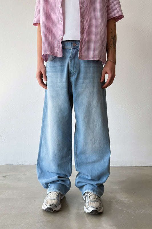 Striped Distressed Baggy Jeans