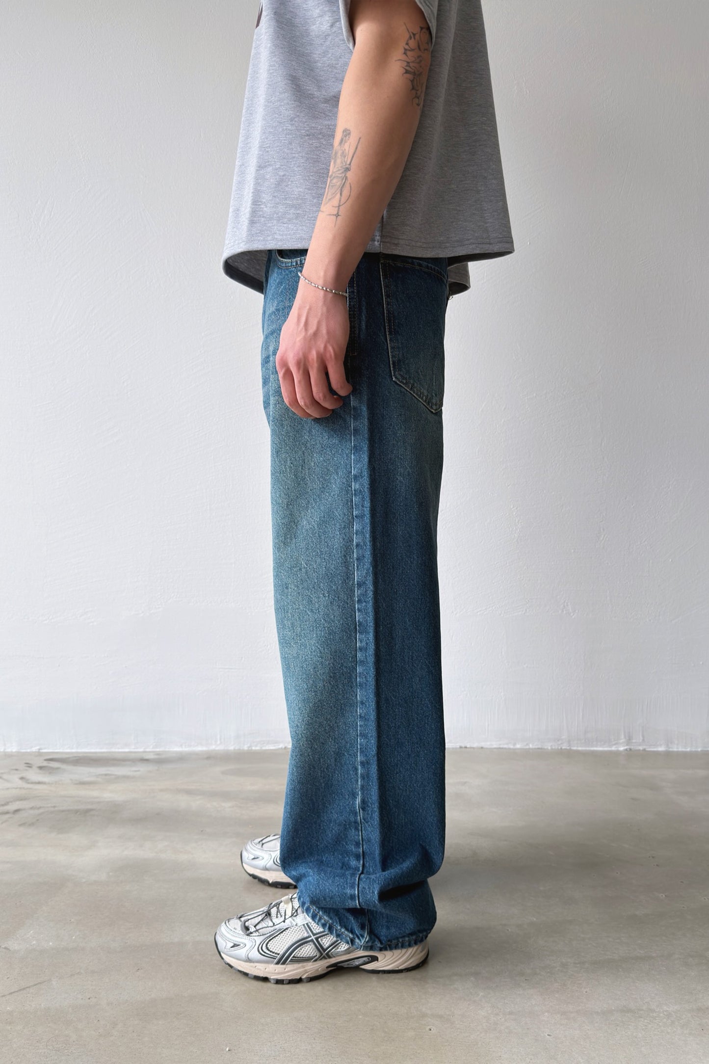 Striped Distressed Baggy Jeans
