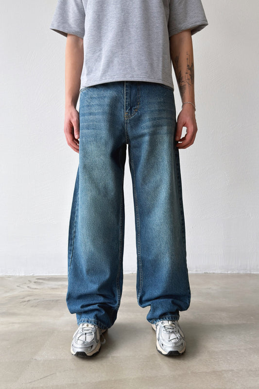 Striped Distressed Baggy Jeans