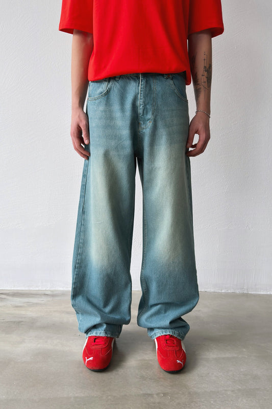 Striped Distressed Baggy Jeans