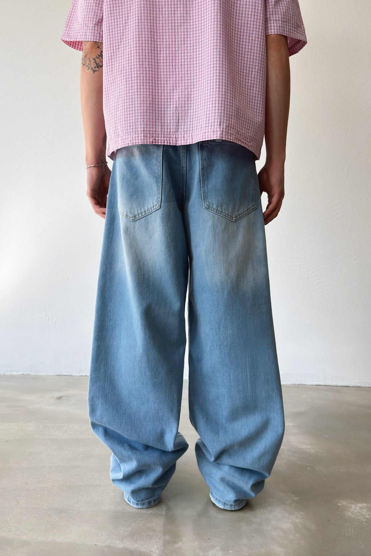Striped Distressed Baggy Jeans