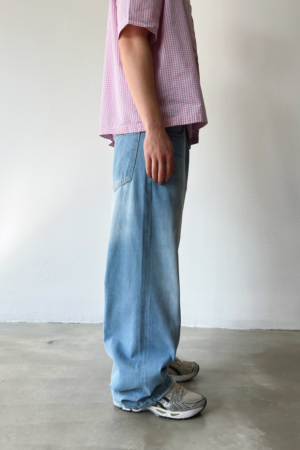 Striped Distressed Baggy Jeans