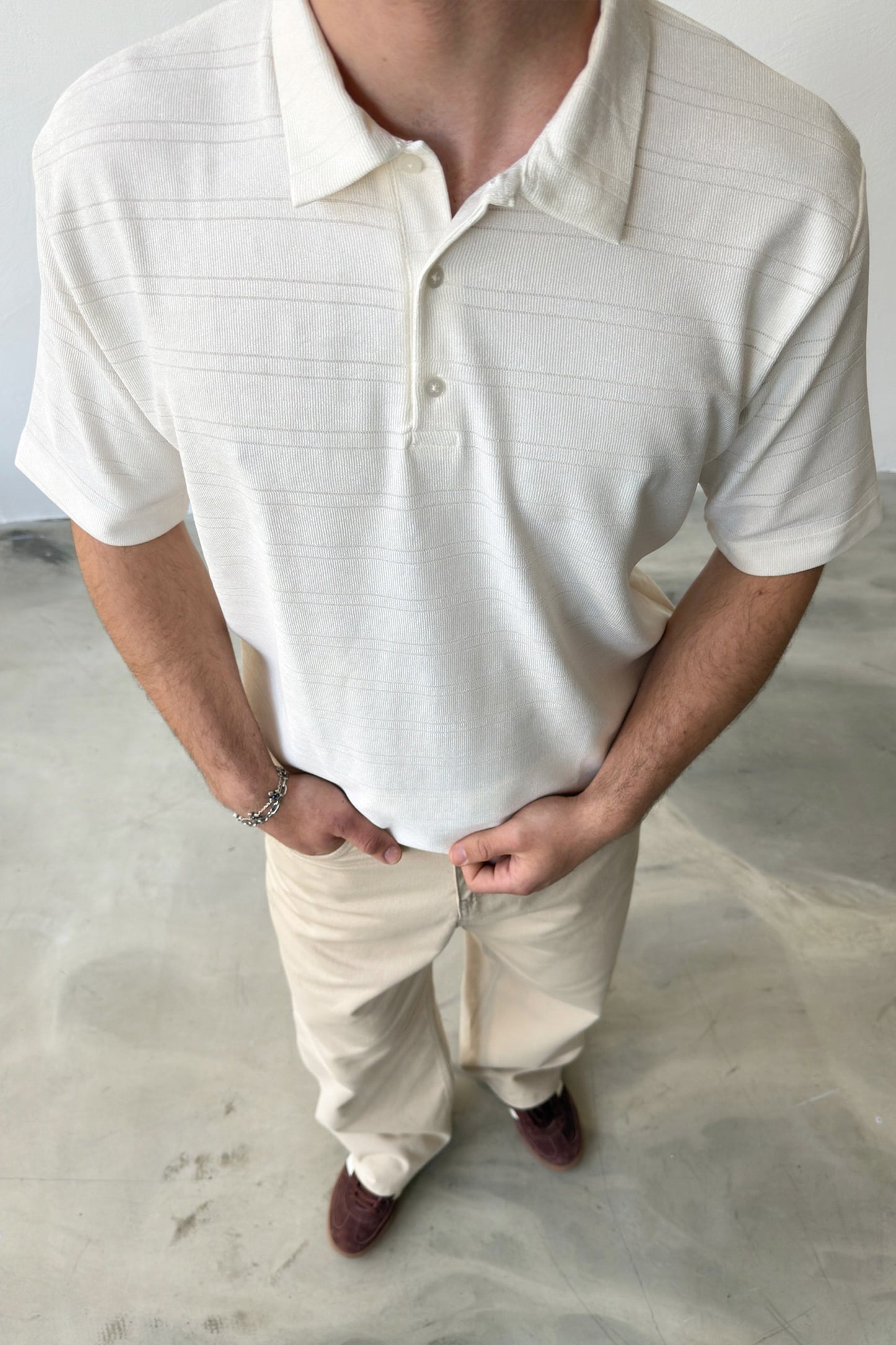 Striped Shirt Collar T-shirt