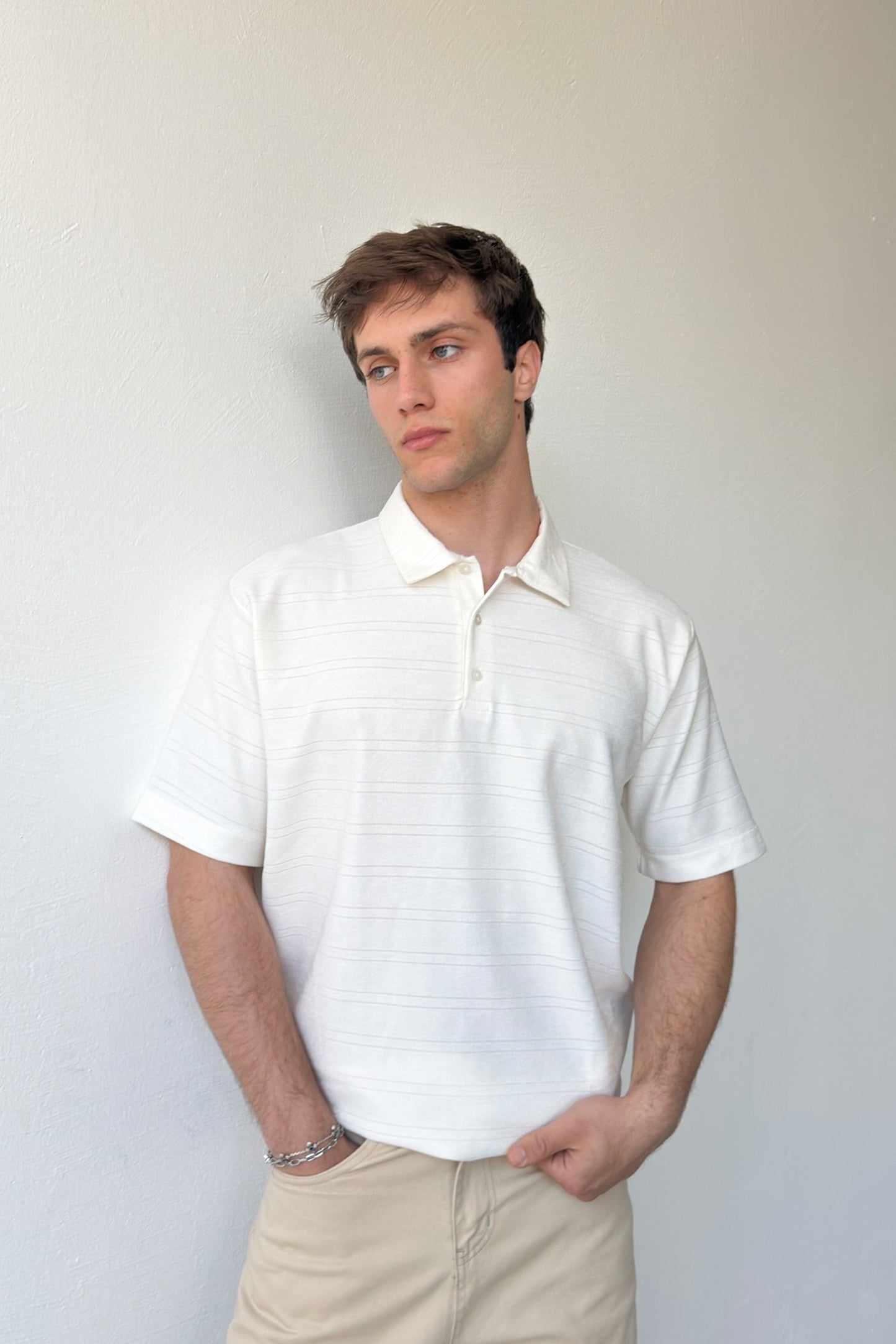 Striped Shirt Collar T-shirt