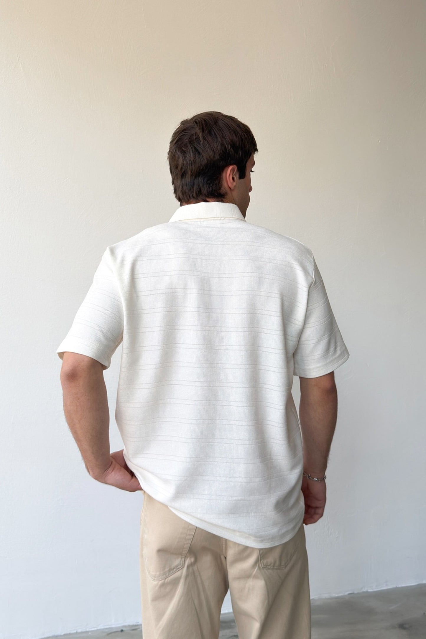 Striped Shirt Collar T-shirt