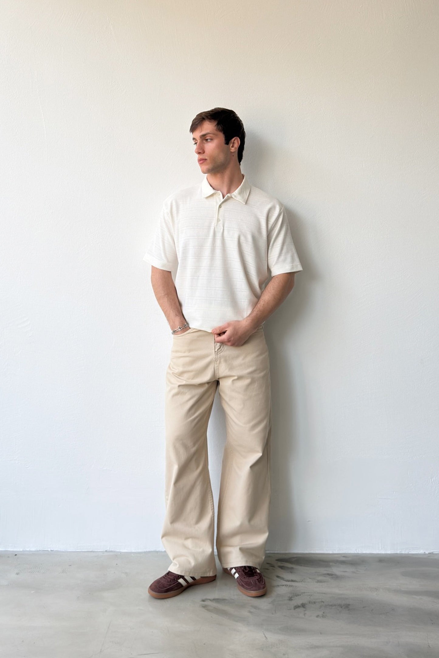 Striped Shirt Collar T-shirt