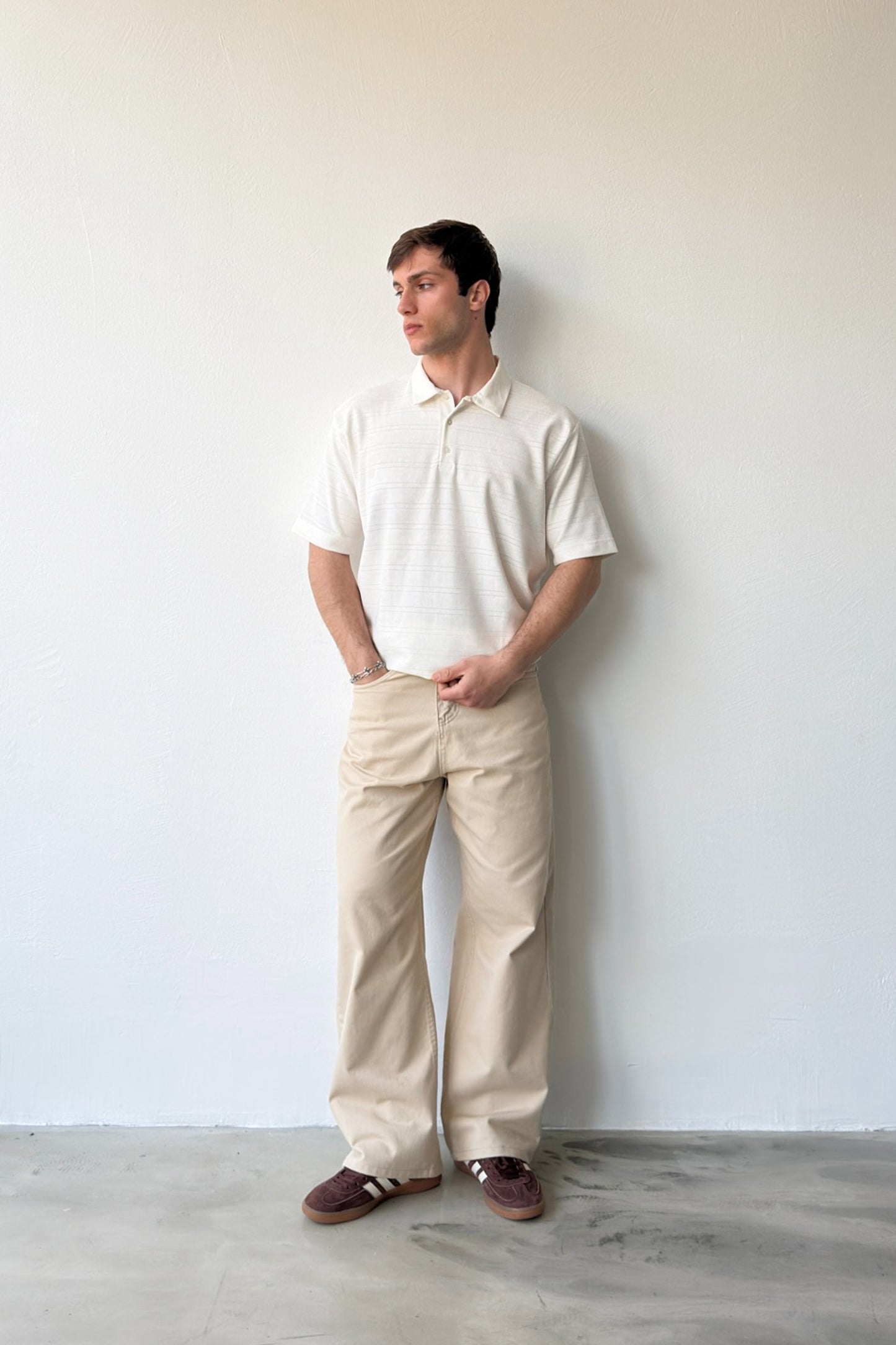 Striped Shirt Collar T-shirt