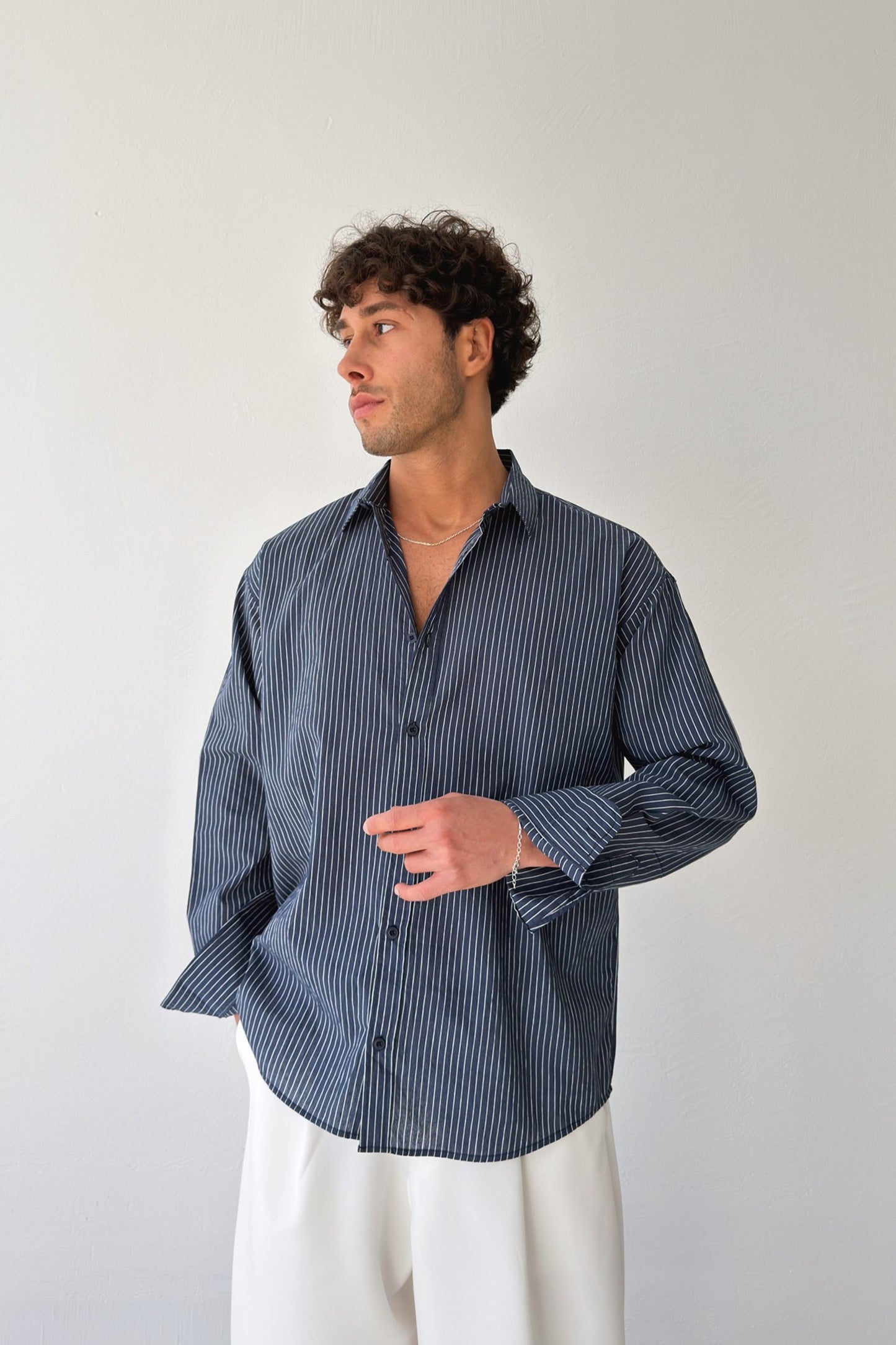 Striped Navy Linen Shirt