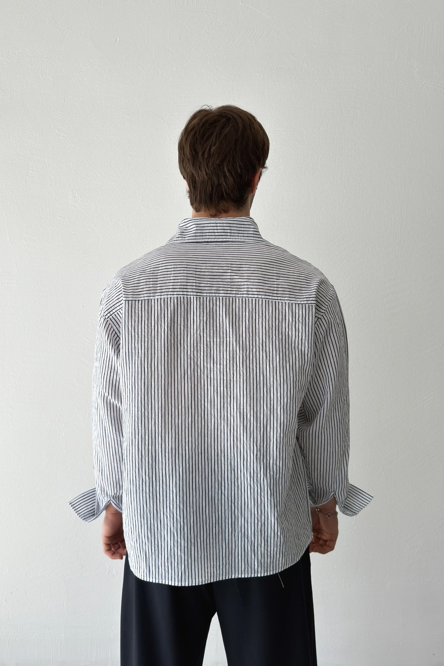 Striped Oversize Navy-Ecru Linen Shirt
