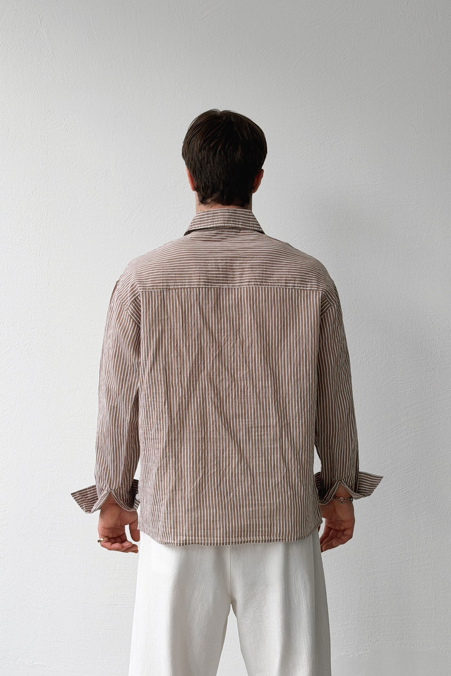 Striped Oversize Mink Linen Shirt