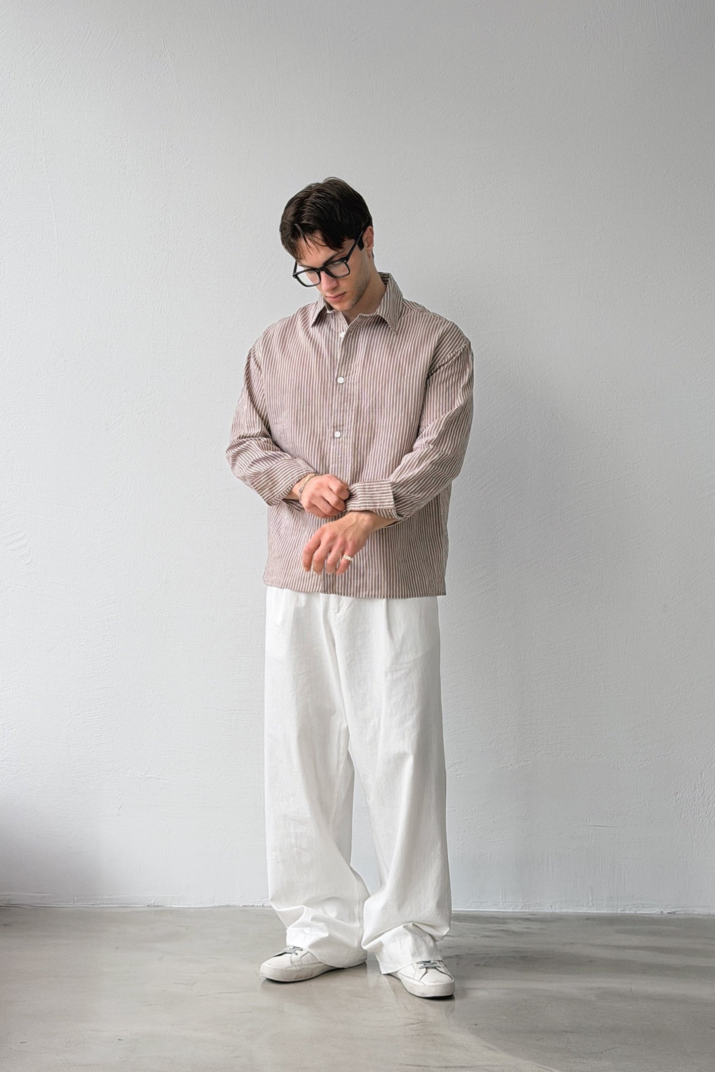 Striped Oversize Mink Linen Shirt