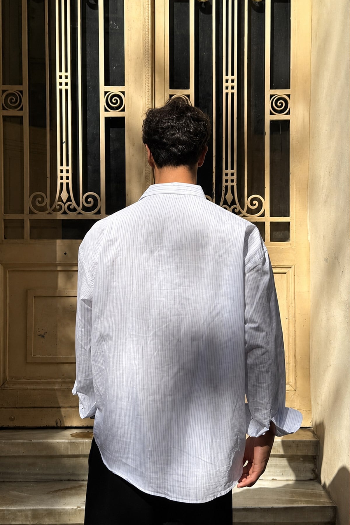 Striped Oversize Shirt White
