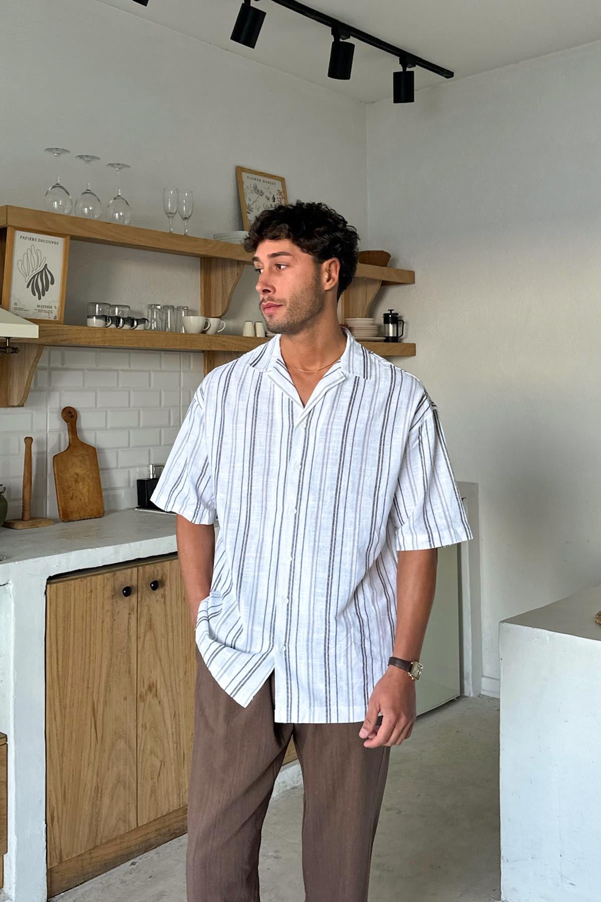 Striped Oversize Short Sleeve Shirt