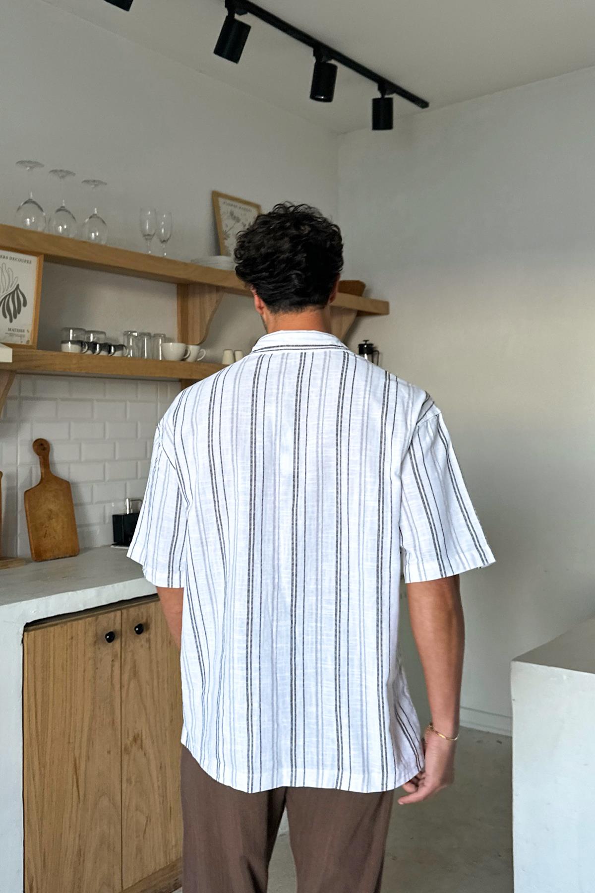 Striped Oversize Short Sleeve Shirt