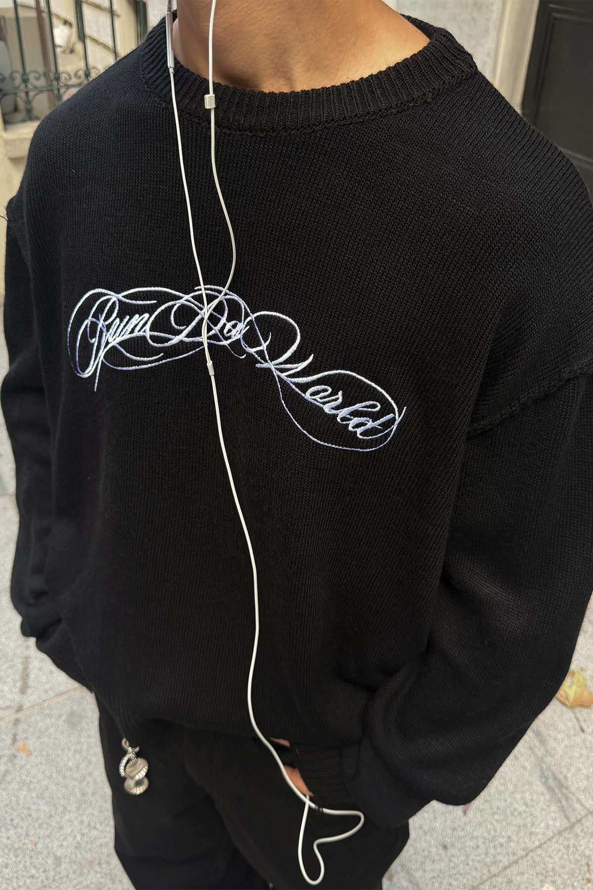 Curved Distressed Boxy Fit Knit